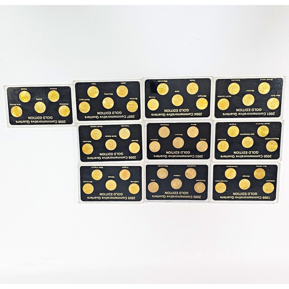 1999-2008 State Quarters Gold Edition Complete 50-Coin Set in Acrylic Holders